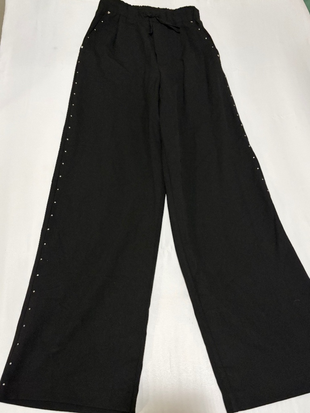ZARA Girls Black Stud Trim Wide Leg Pants - NWOT (Size 13-14 / 164cm)